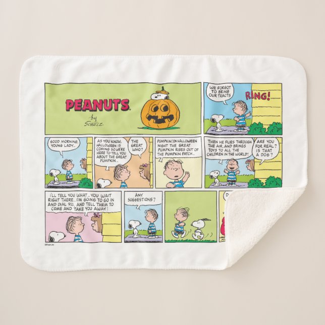 Cobertor Sherpa Snoopy & Linus | O Excelente Pumpkin News (Frente (Horizontal))