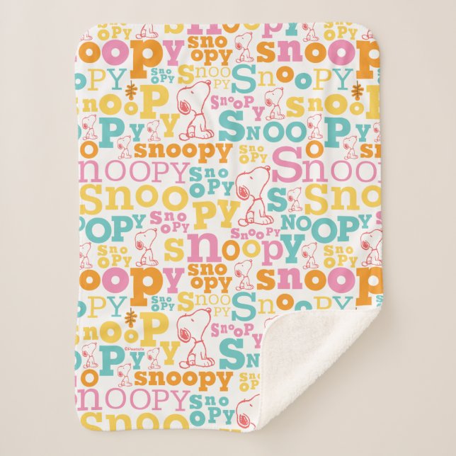 Cobertor Sherpa Snoopy Pastel Text Pattern (Frente)