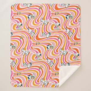 Cobertor Sherpa Snoopy & Woodstock Groovy Vibes Padrão Laranja