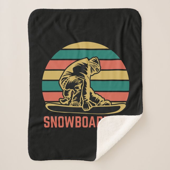 Cobertor Sherpa Snowboard com snowboarder. (Frente)