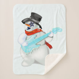 Cobertor Sherpa Snowman de Natal com Violão Sherpa Blanket