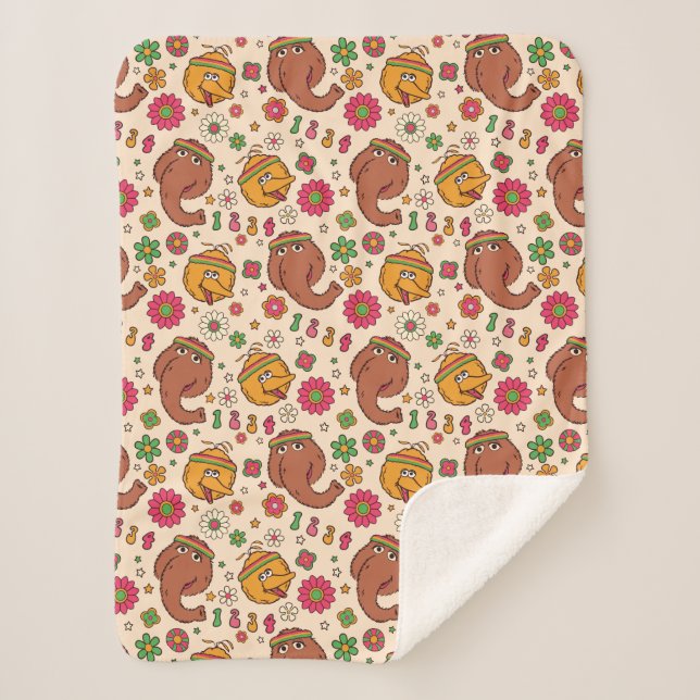 Cobertor Sherpa Snuffleupagus e Flor de Aves Grandes (Frente)