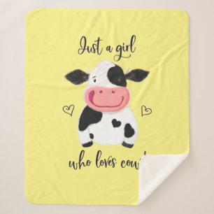 Cobertor Sherpa Só Uma Garota Que Adora Vacas! Corações E Holstein
