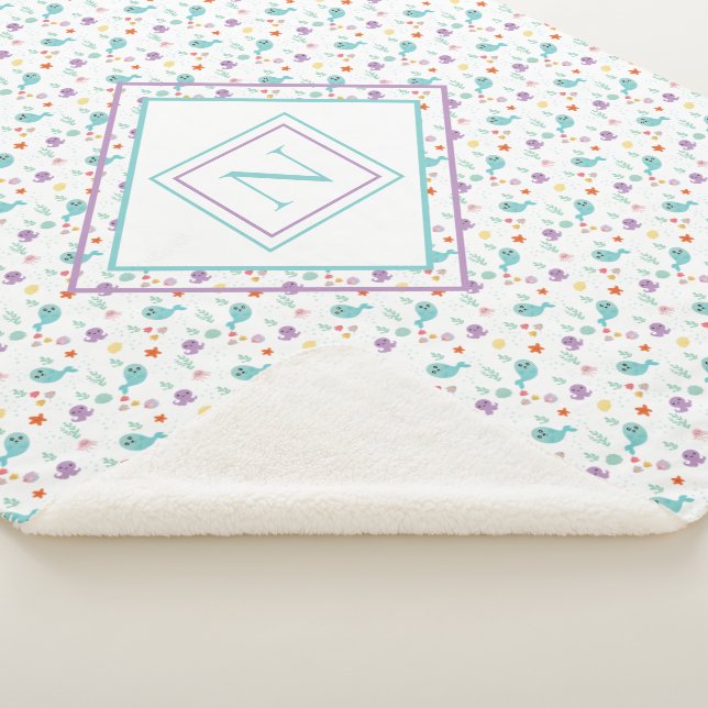 Cobertor Sherpa Sob O Mar De Peixes-Baleias (3/4)