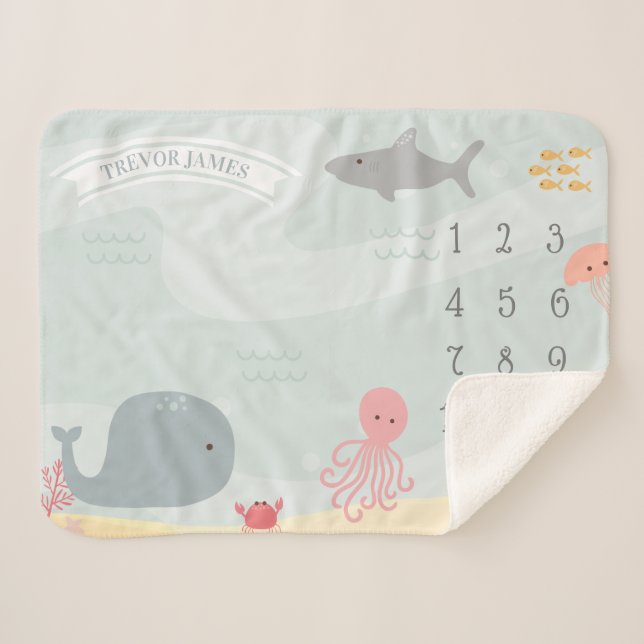 Cobertor Sherpa Sob o Marco dos Amigos do Mar (Frente (Horizontal))