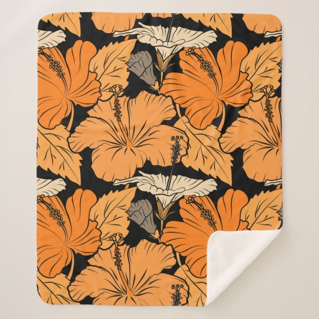 Cobertor Sherpa Sobre fundo preto. Pintor desenhado à mão rasteira (Frente)