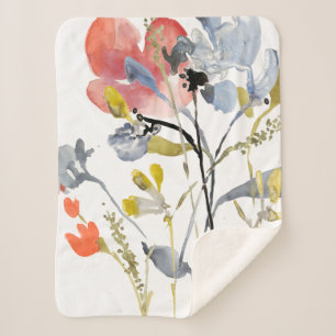 Cobertor Sherpa Sobreposição de Flor - Flores de Pastel de Aquar