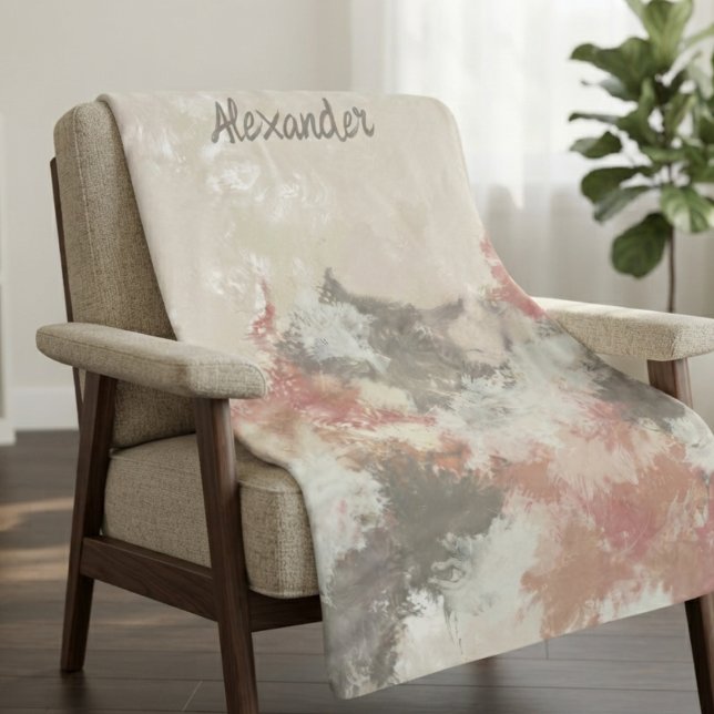 Cobertor Sherpa Sofisticado Acento de Casa em Beige Rosa Aguarela (Abstract blush and taupe watercolor blanket for a new home celebration.)