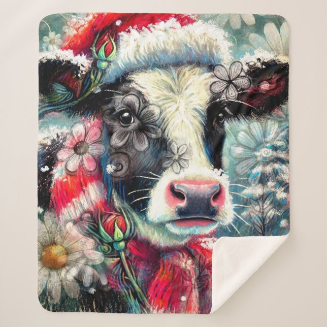 Cobertor Sherpa Sonho de Vaca do Horário Mais Quente Floral Vermel (Frente)