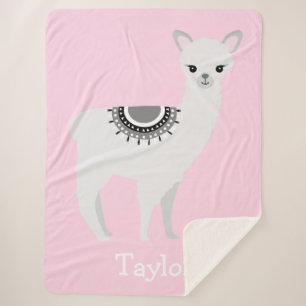 Cobertor Sherpa "Sonhos de Llama Fofinho" personalizado Sherpa Bla