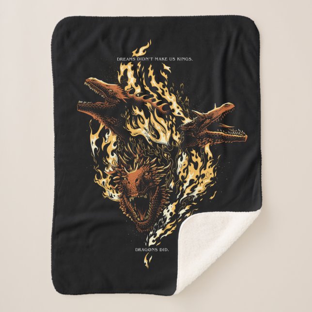 Cobertor Sherpa Sonhos não nos fizeram reis. Dragões. (Frente)