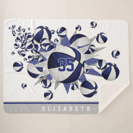 Cobertor Sherpa sopro de basquete de decoração desportiva branco a