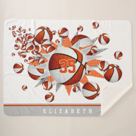 Cobertor Sherpa sopro de basquete de decoração desportivo branco a