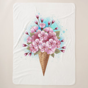Cobertor Sherpa Sorvete Waffle Rosa Sakura Cone