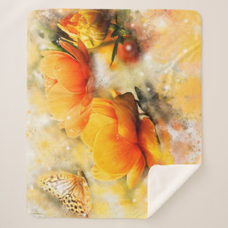 Cobertor Sherpa Sotaque de flores e borboletas