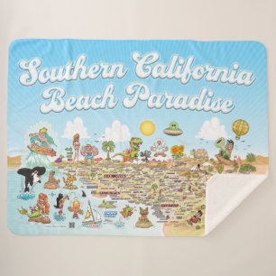 Cobertor Sherpa South California Beach Paradise Fleece Blanket