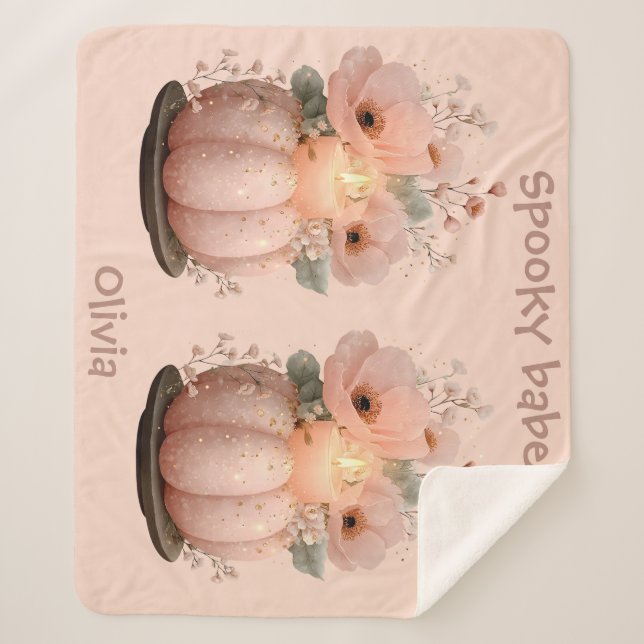 Cobertor Sherpa Spooky Babe Pumpkin para Meninas (Frente)