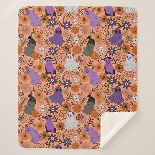 Cobertor Sherpa Spooky floral (Frente)