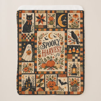 Cobertor Sherpa Spooky Harvest Vintage Halloween Patchwork