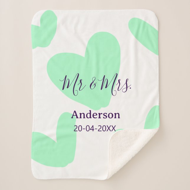 Cobertor Sherpa Sr & Sra adicionar sobrenome data ano lembrança de (Frente)