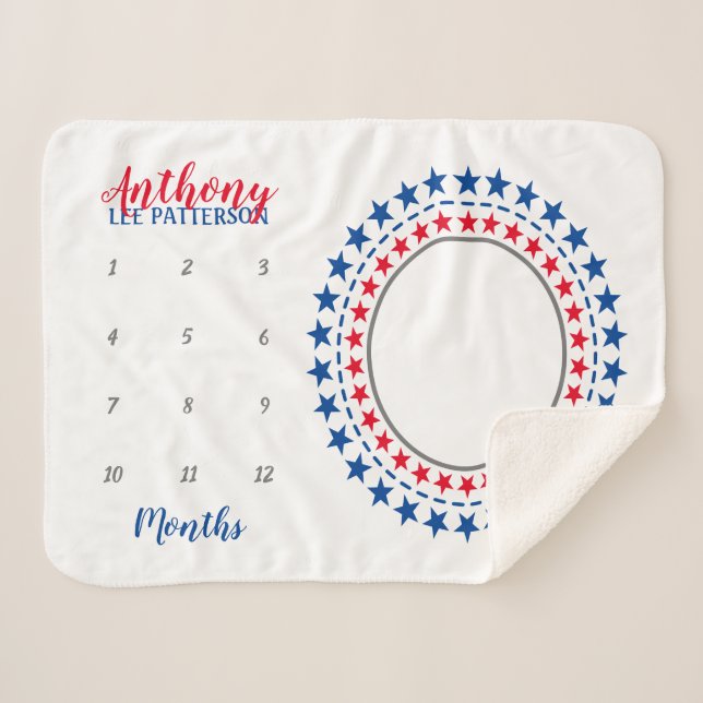 Cobertor Sherpa Star Wreath Baby Milestone Foto Sherpa Blanket (Frente (Horizontal))