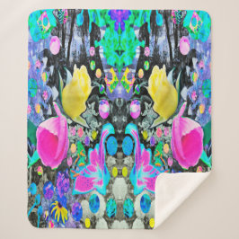 Cobertor Sherpa Stargazer Lily, Rosa e Colagem de Hibiscus Rosa