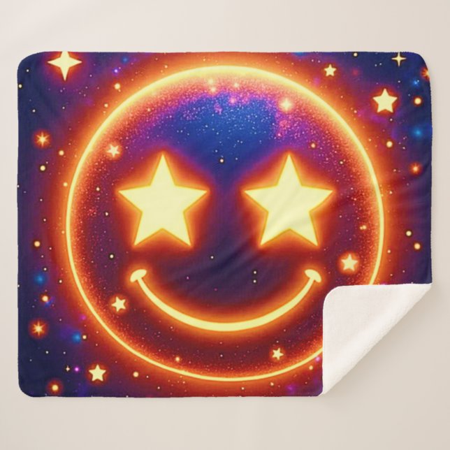 Cobertor Sherpa Starry-Eyed Glow Emoji (Frente (Horizontal))