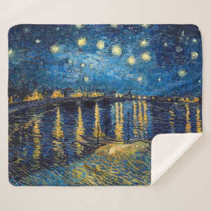 Cobertor Sherpa Starry Night no Rhone Van Gogh