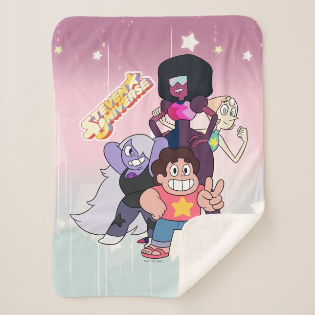 Cobertor Sherpa Steven Universe | Grupo Crystal Gem Pose (Frente)