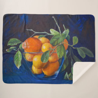 Cobertor Sherpa Still Life with Lemons and Orange Branch