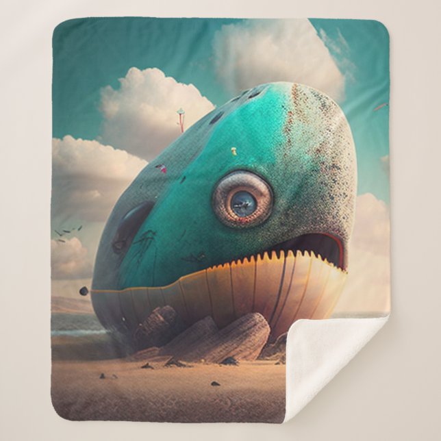 Cobertor Sherpa Strange Whale (Frente)