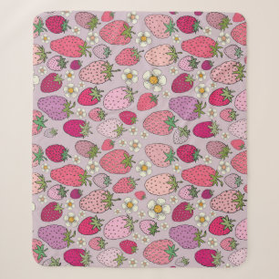 Cobertor Sherpa Strawberry Summer Seamless Patterno