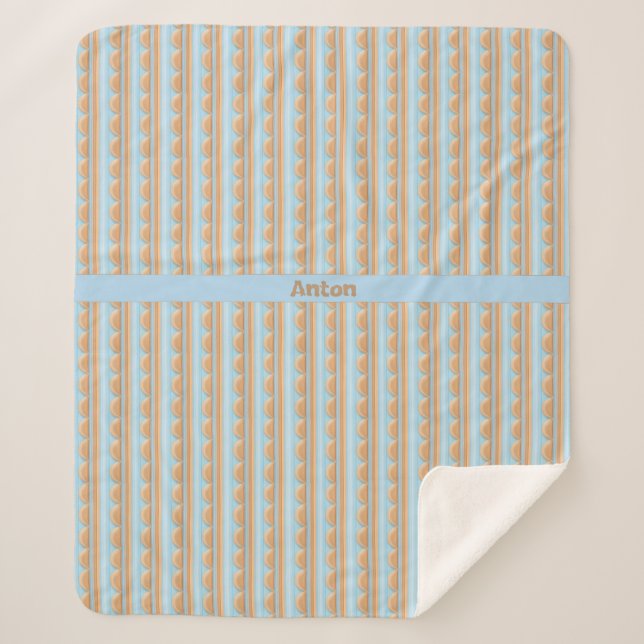 Cobertor Sherpa Streifenmuster blau braun grau (Frente)