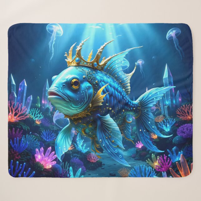Cobertor Sherpa Sua Alteza Peixe Real  (Frente (Horizontal))