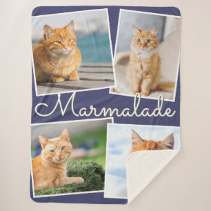 Cobertor Sherpa Suas Fotos de Gato e Nome do seu Pet Personalizado