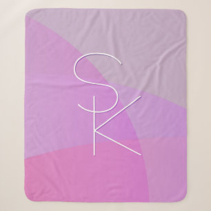Cobertor Sherpa Suas iniciais sobrepostas   Geométrico rosa modern