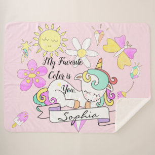 Cobertor Sherpa Suave Sherpa Sleepy Unicorn Wreath Name Blanket