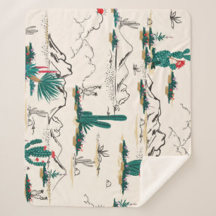 Cobertor Sherpa Suculentes De Cactus: Vintage Desert Floral.