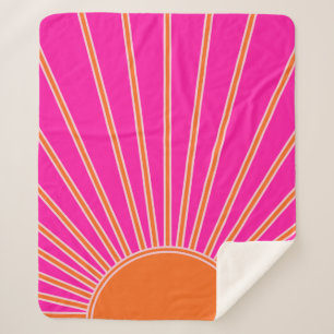 Cobertor Sherpa Sun Sunrise Hot Pink E Orange Preppy Sunshor