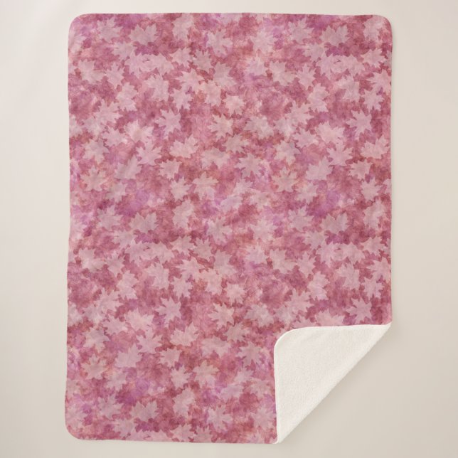 Cobertor Sherpa Sunbleached Maple Leaves on Red Sherpa Blanket (Frente)