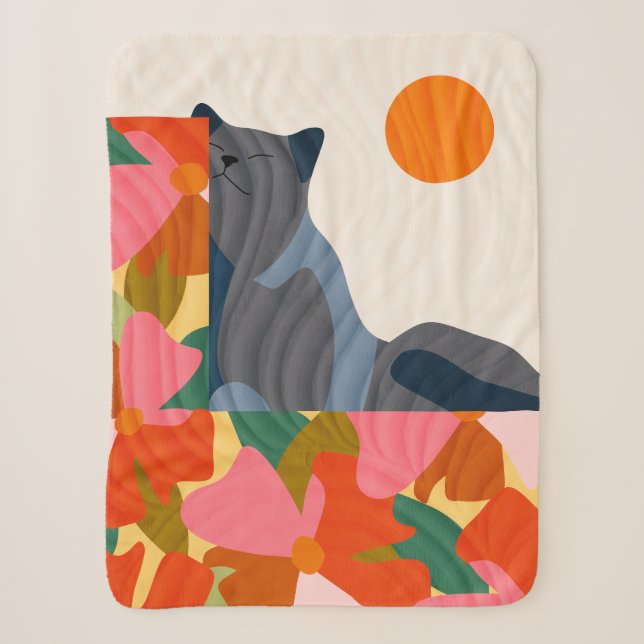 Cobertor Sherpa Sunny Garden Cat (Frente)