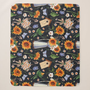 Cobertor Sherpa Sunny Rustic Watercolor