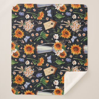 Cobertor Sherpa Sunny Rustic Watercolor