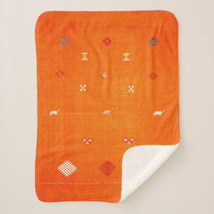 Cobertor Sherpa Sunset Oasis: Patrimônio Laranja Boho Marrocos