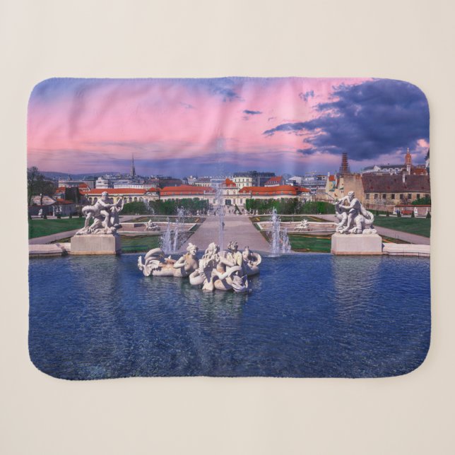 Cobertor Sherpa Sunset over fountain em Viena (Frente (Horizontal))
