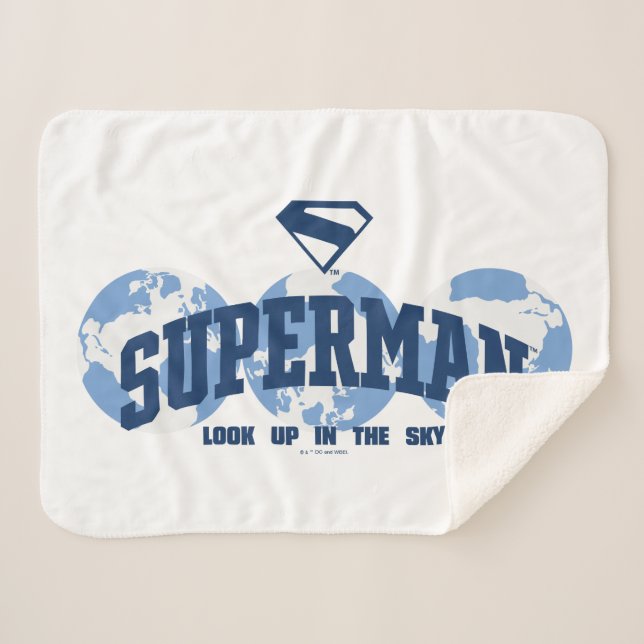 Cobertor Sherpa Super-Homem no Mundo (Frente (Horizontal))