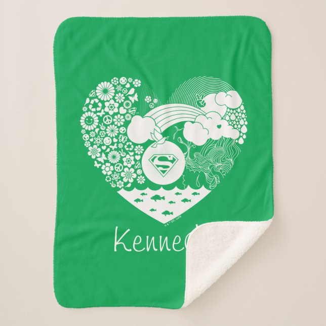 Cobertor Sherpa Supergirl Floral Peace Hearic (Frente)