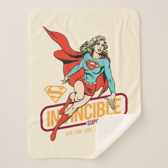Cobertor Sherpa Supergirl Invencível - Gráfico Retroativo (Frente)