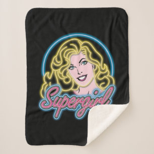 Cobertor Sherpa Supergirl Retro Neon Lights Graphic