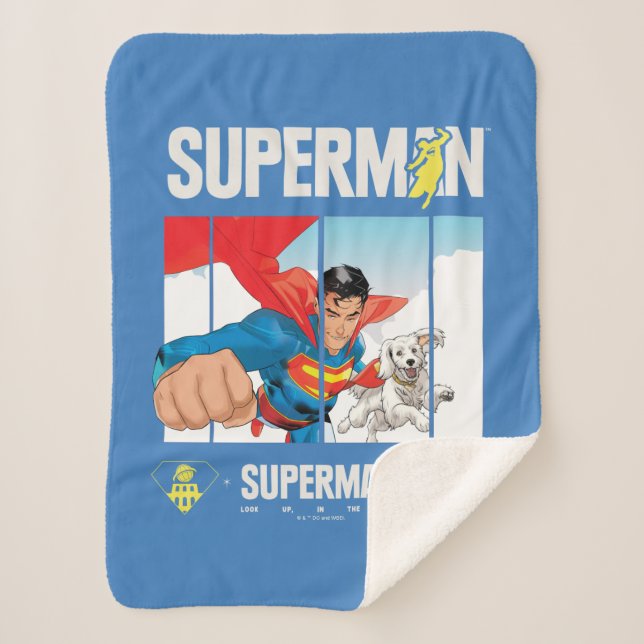 Cobertor Sherpa Superman e Krypto Tomar Voo (Frente)